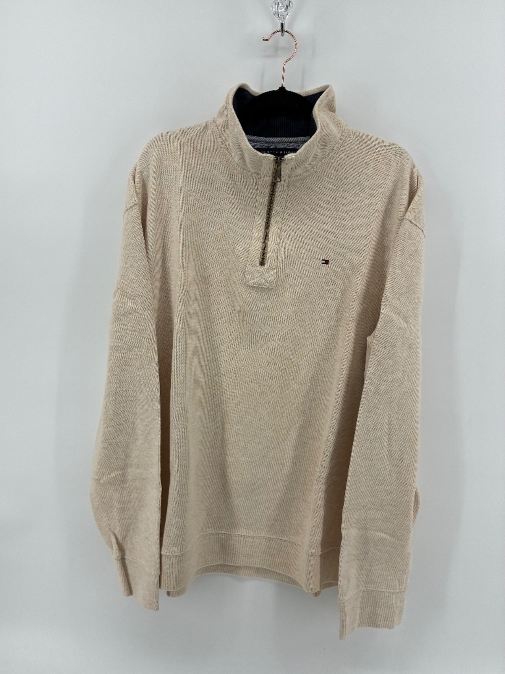 Cream Neutral Quarter Zip Tommy Hilfiger Pull Over Sweater